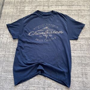 Vintage Charleston South Carolina T Shirt Mens L Navy Blue Graphic Tee Y2K